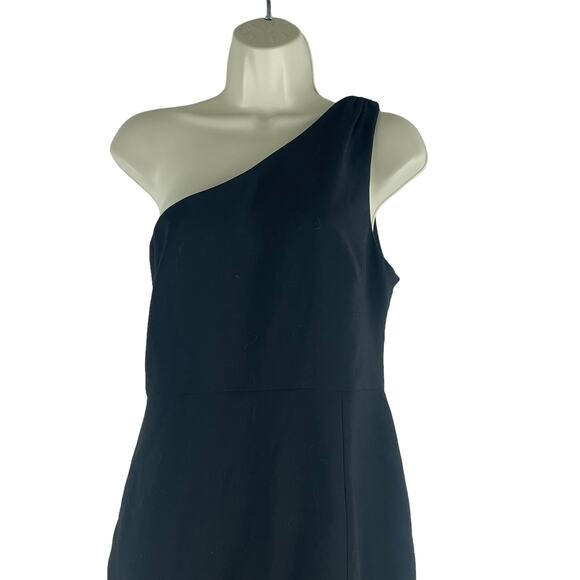 Likely Rollins One Shoulder Flounce Hem Black Cocktail Dress Size 8 - Picture 4 of 8